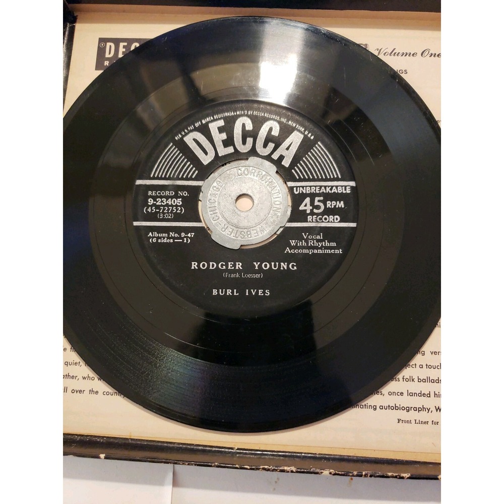 Vintage Burl Ives Collection of Ballads Folk Songs 3 Decca 78 Records 1945 C-6 - Picture 9 of 12